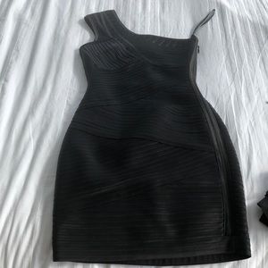 BCBGMaxAzria black bandage one shoulder dress